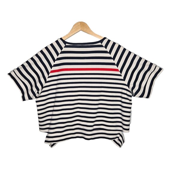 HARRISON WONG Striped Shirt Medium Short Sleeves Boxy Cutouts Nautical Cotton - Picture 5 of 7